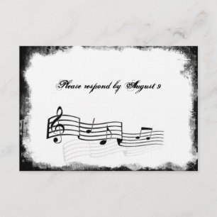 Funky Torn Paper Black Music rsvp with envelopes Card