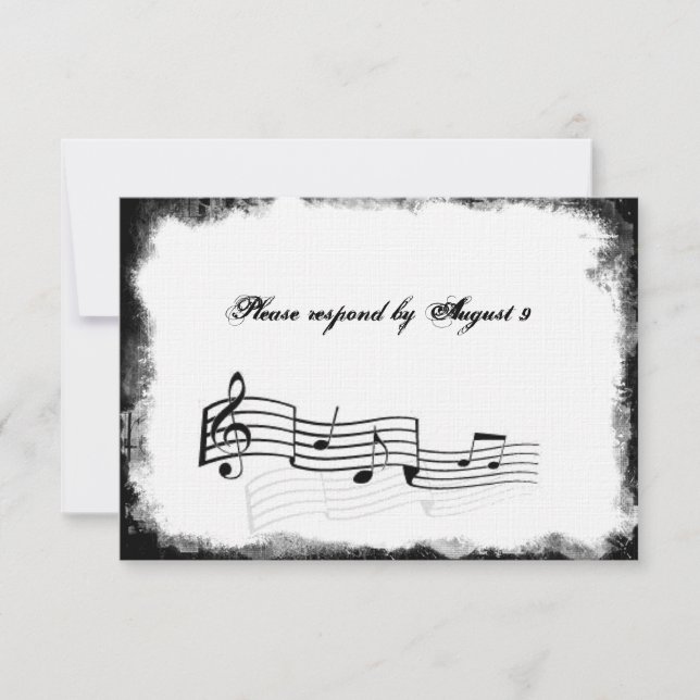 Funky Torn Paper Black Music rsvp with envelopes Card (Front)
