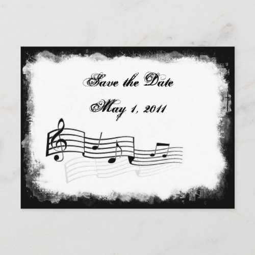 Funky Torn Paper Music Save the Date Announcement Postcard