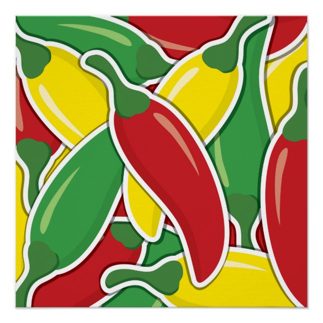 Funky traffic light chilli peppers poster (Front)