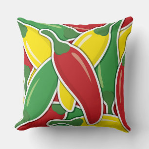 Funky traffic light chilli peppers throw pillow