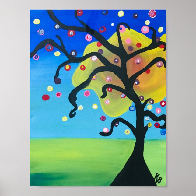 Funky Tree Of Life Acrylic Painting Poster (Front)