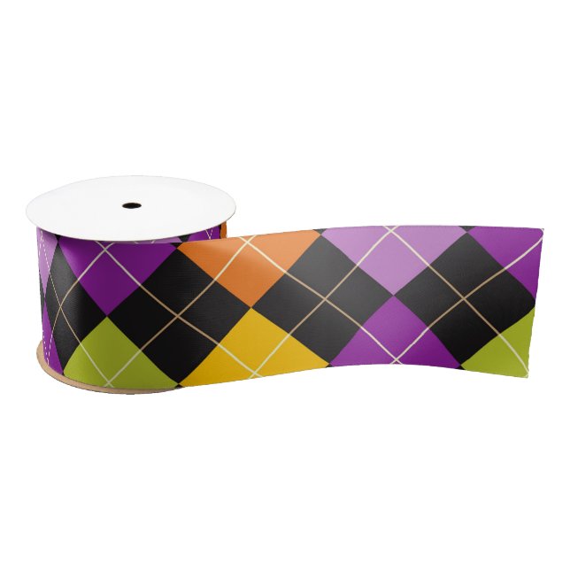 Funky Trendy Retro Abstract Halloween Pattern Satin Ribbon (Spool)