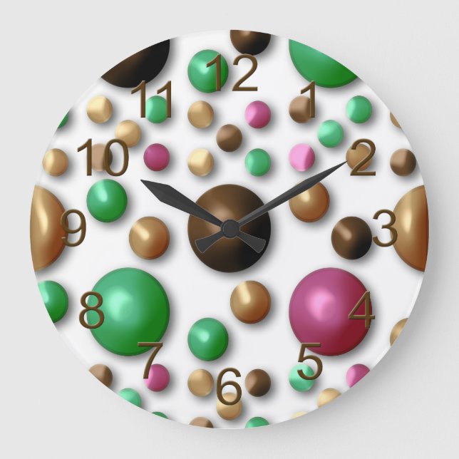 Funky Trendy Retro Abstract Pattern Large Clock (Front)