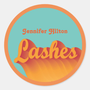 Funky trendy retro colorful lashes classic round sticker