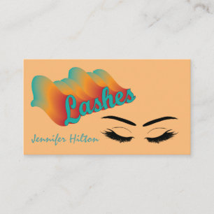 Funky trendy retro colorful lashes logo after care business card