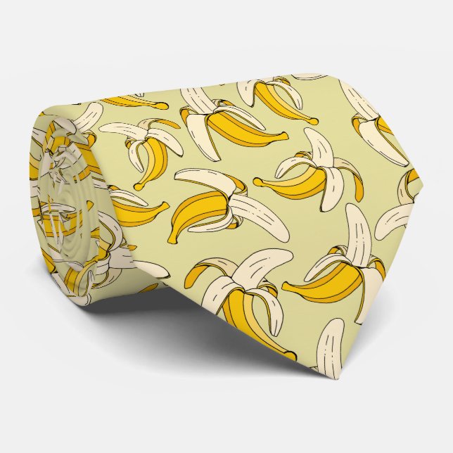 Funky Trendy Tropical Banana Patterned Neck Tie (Rolled)
