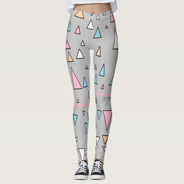 Funky Triangles Pastel Colors Leggings (Front)