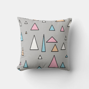 Funky Triangles Pastel Colors Throw Pillow