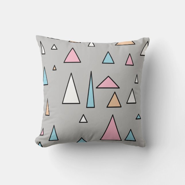 Funky Triangles Pastel Colors Throw Pillow (Front)