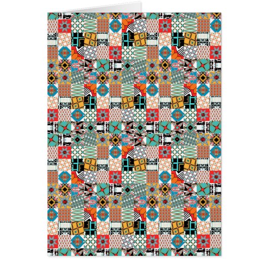 Funky Tribal Patchwork Geometric Pattern Cards (Front)