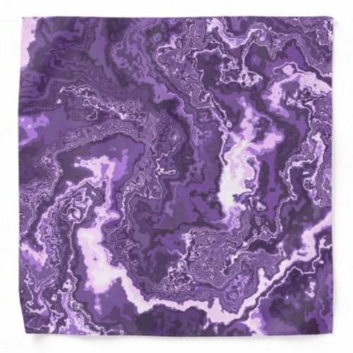 Funky Trippy Boho Hippie Monochrome Purple Marble  Bandana