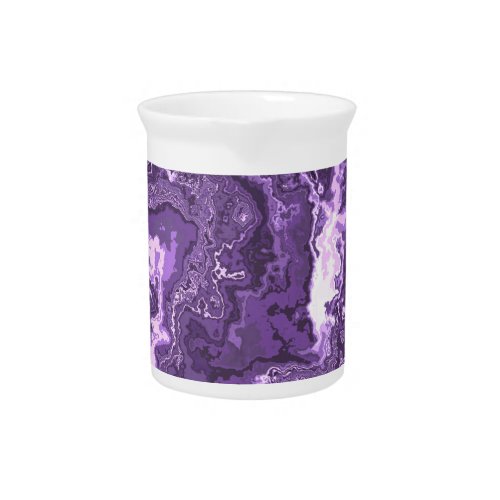 Funky Trippy Boho Hippie Monochrome Purple Marble  Beverage Pitcher