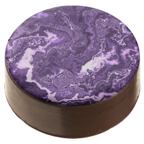 Funky Trippy Boho Hippie Monochrome Purple Marble  Chocolate Covered Oreo