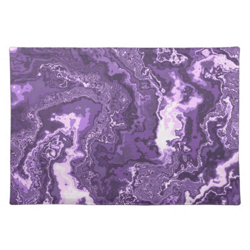 Funky Trippy Boho Hippie Monochrome Purple Marble  Cloth Placemat