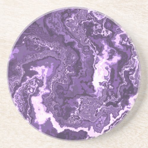 Funky Trippy Boho Hippie Monochrome Purple Marble  Coaster