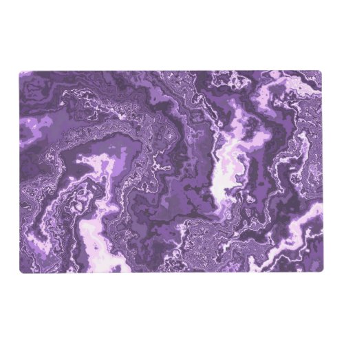 Funky Trippy Boho Hippie Monochrome Purple Marble  Placemat