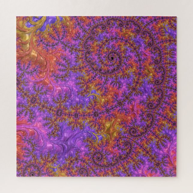 Funky Trippy Colorful Vibrant Spiraling Fractal Jigsaw Puzzle (Vertical)