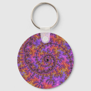 Funky Trippy Colorful Vibrant Spiraling Fractal Keychain