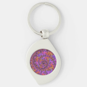 Funky Trippy Colorful Vibrant Spiraling Fractal Keychain
