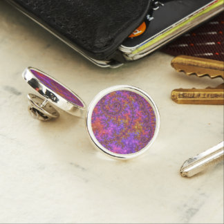Funky Trippy Colorful Vibrant Spiraling Fractal Lapel Pin
