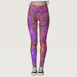 Funky Trippy Colorful Vibrant Spiraling Fractal Leggings