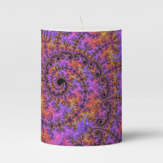 Funky Trippy Colorful Vibrant Spiraling Fractal Pillar Candle