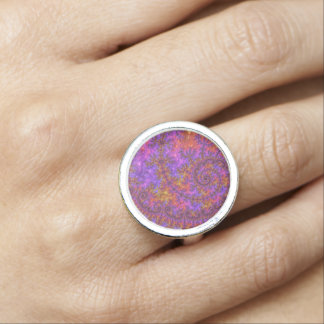 Funky Trippy Colorful Vibrant Spiraling Fractal Ring
