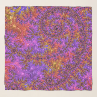 Funky Trippy Colorful Vibrant Spiraling Fractal Scarf