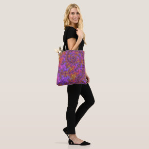 Funky Trippy Colorful Vibrant Spiraling Fractal Tote Bag