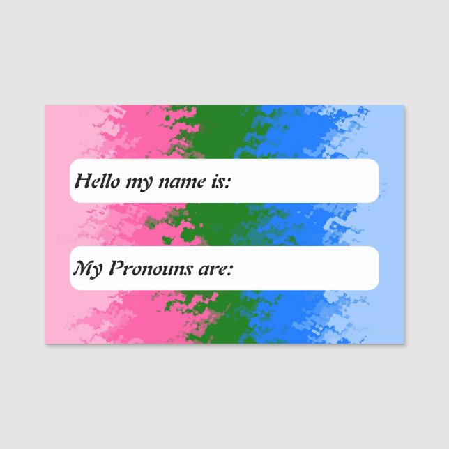 Funky Trippy Customizable Omniromantic Pride Flag Name Tag (Front)