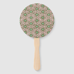 Funky Trippy Eclectic Boho Christmas Kaleidoscope  Hand Fan