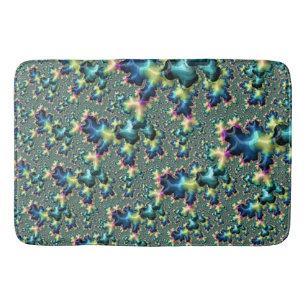 Funky Trippy Eclectic Boho Hippie Abstract Fractal Bathroom Mat