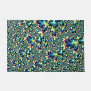 Funky Trippy Eclectic Boho Hippie Abstract Fractal Doormat
