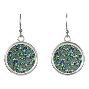 Funky Trippy Eclectic Boho Hippie Abstract Fractal Earrings