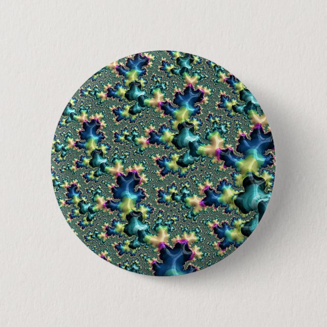 Funky Trippy Eclectic Boho Hippie Abstract Fractal Pinback Button (Front)