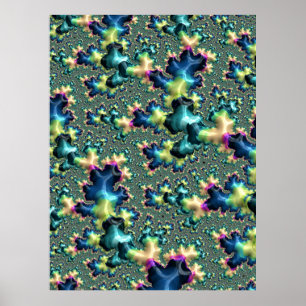 Funky Trippy Eclectic Boho Hippie Abstract Fractal Poster
