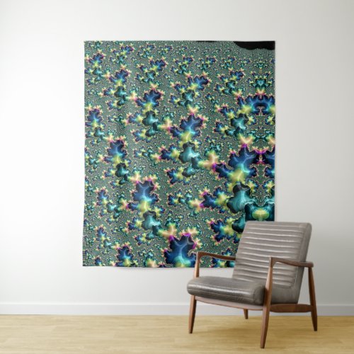Funky Trippy Eclectic Boho Hippie Abstract Fractal Tapestry