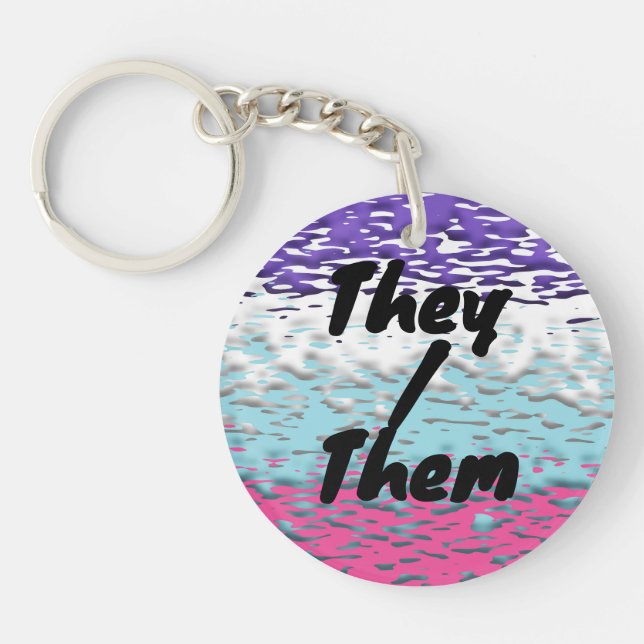 Funky Trippy Ripply Groovy Multisexual Pride Flag Keychain (Front)