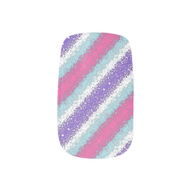 Funky Trippy Ripply Groovy Multisexual Pride Flag Minx Nail Art (Left Thumb)