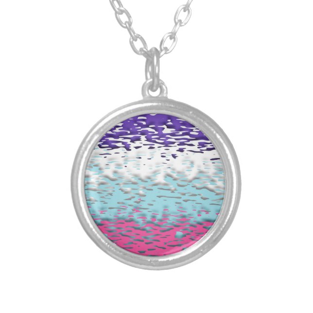 Funky Trippy Ripply Groovy Multisexual Pride Flag Silver Plated Necklace (Front)
