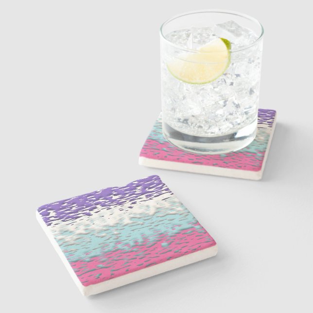 Funky Trippy Ripply Groovy Multisexual Pride Flag Stone Coaster (Side)