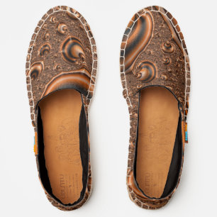 Funky Trippy Spiraling Orange Black Fractal Art Espadrilles