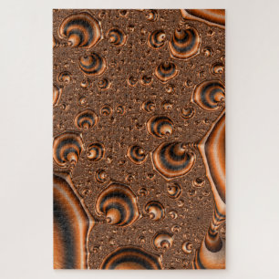 Funky Trippy Spiraling Orange Black Fractal Art Jigsaw Puzzle