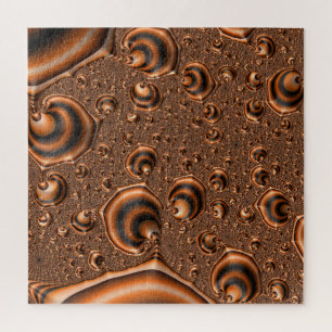 Funky Trippy Spiraling Orange Black Fractal Art Jigsaw Puzzle