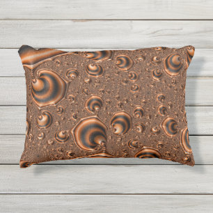 Funky Trippy Spiraling Orange Black Fractal Art Outdoor Pillow