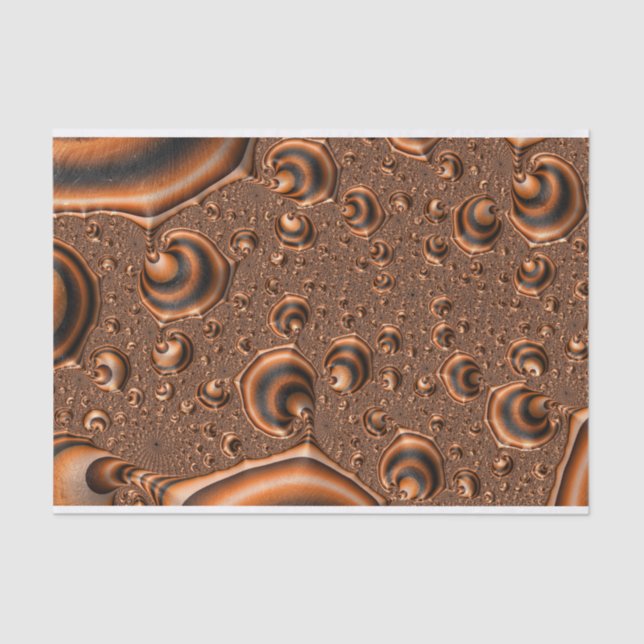 Funky Trippy Spiraling Orange Black Fractal Art Tissue Paper (Front)