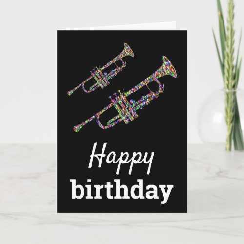Funky trumpet colorful music Happy Birthday Card