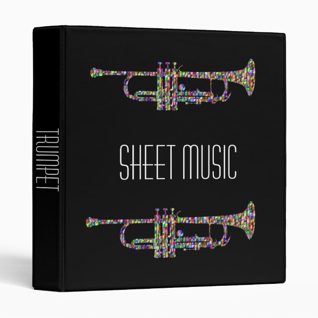 Funky trumpet musical instrument 3 ring binder (Front/Spine)