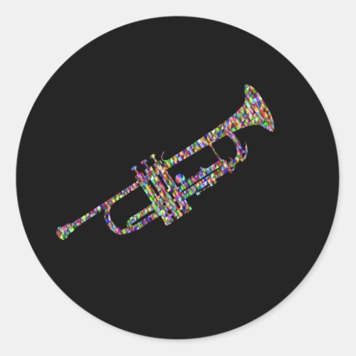 Funky trumpet musical instrument classic round sticker